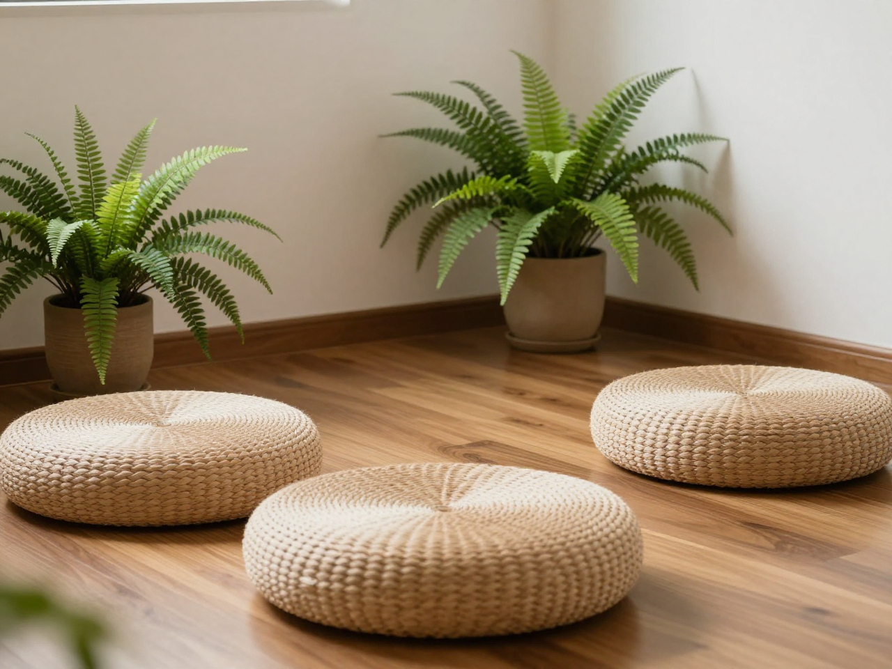 Meditationsutrymme med naturliga element